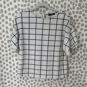 SHEIN Black and White Checkered Women's Blouse